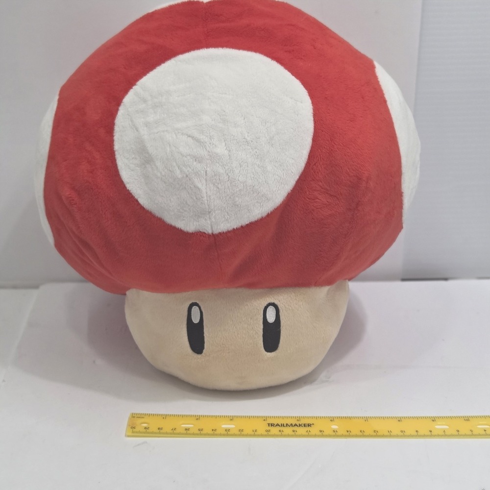 Super Mario Red Mushroom Plush Large 12" Cushion Stuffed Animal 2015 San-Ei Toy